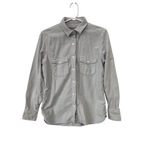 Guideboat Co British Moleskin Shirt Size Medium Button Up Long Sleeve Light Gray